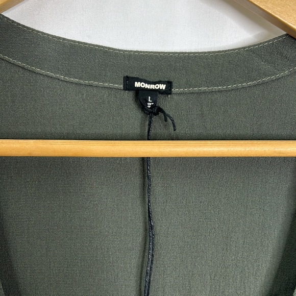 Monrow Revolve olive green pocketed zip jogger jumpsuit - Picture 4 of 7